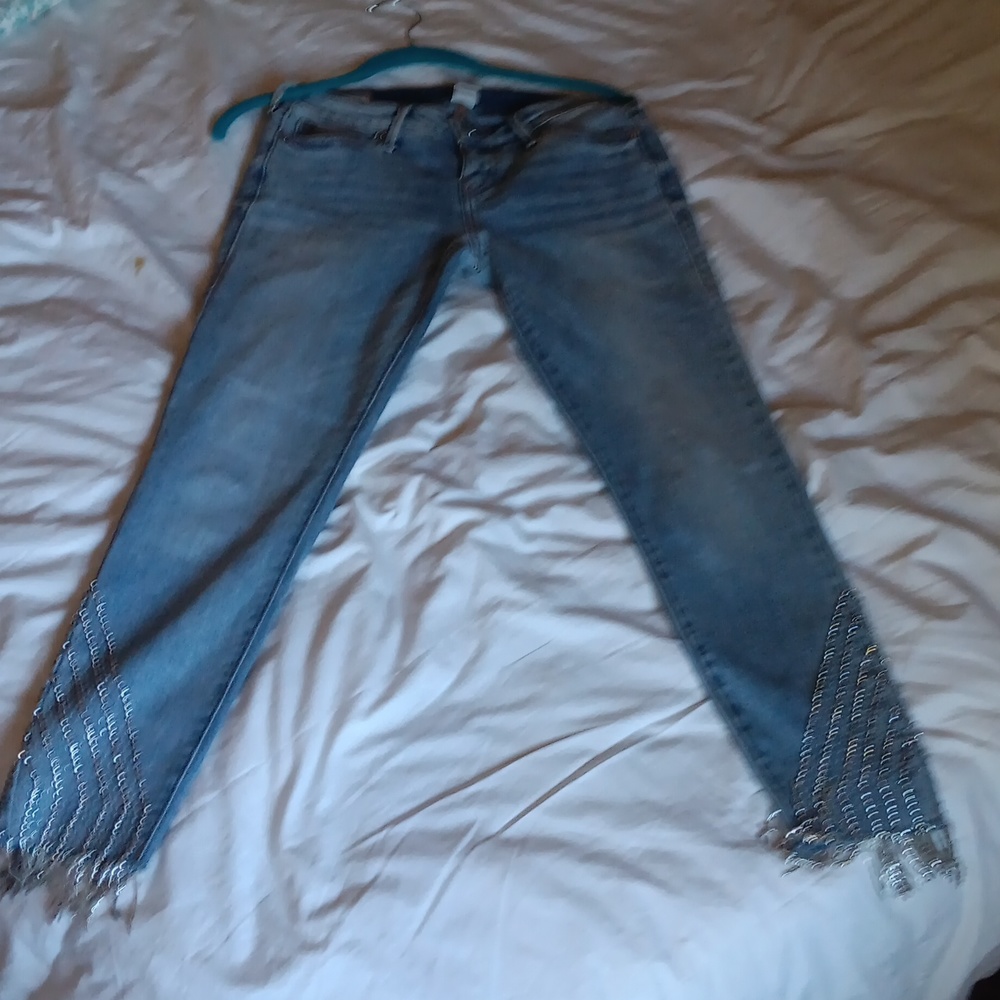 True Religion beaded bottom jeans